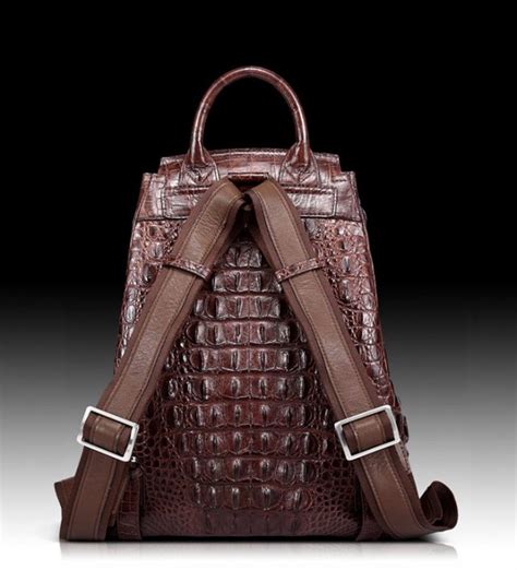 metallic crocodile textured backpack